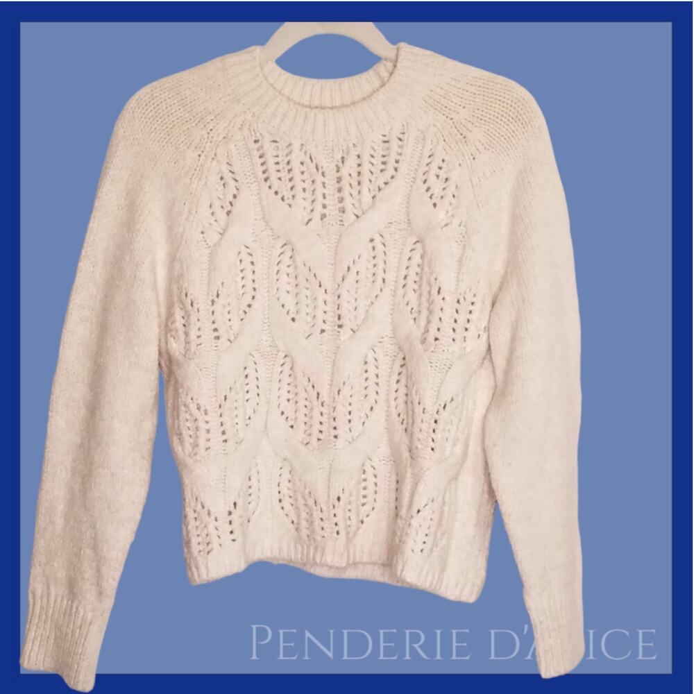 Mango chunky knit sweater cream sz M